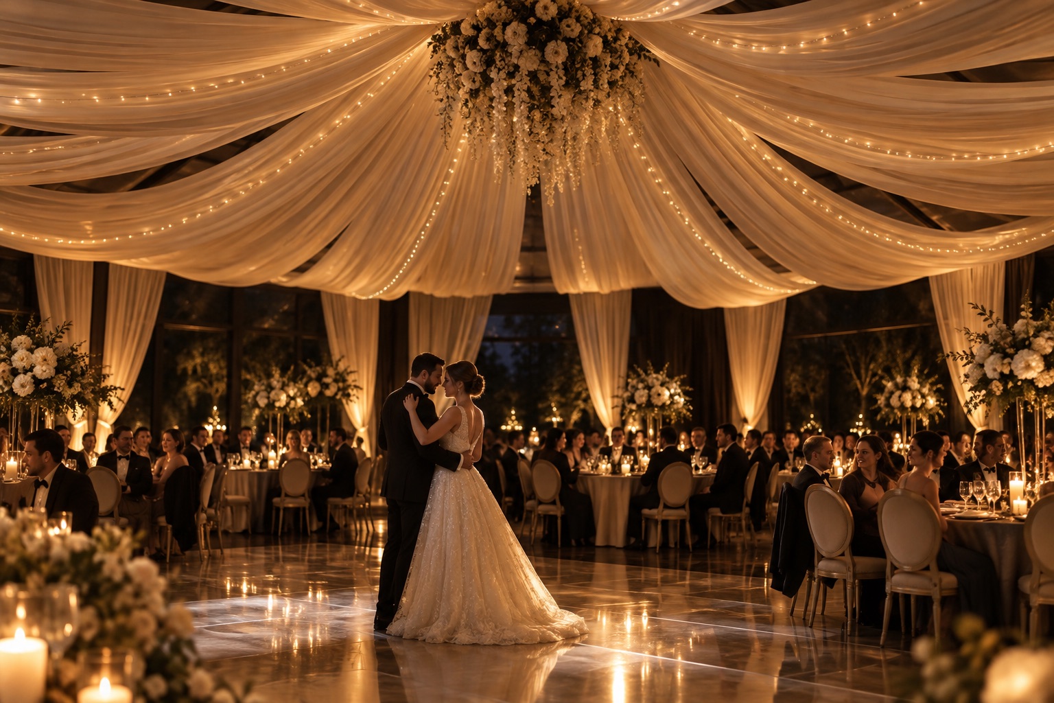 Visuel d’illustration : Location de drapage plafond mariage
